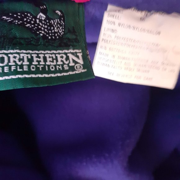 Torquoise Blue/Purple Winter Windbreaker jacket  removable Fleece Liner, hood M - Picture 6 of 8